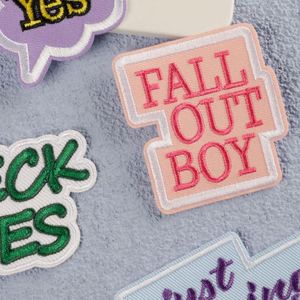 <b>Iron</b> on Embroidery Colorful Englise Words Nice Yes Oops Patch for Kids Clothes Hat Decoration Gift - Product Image 3