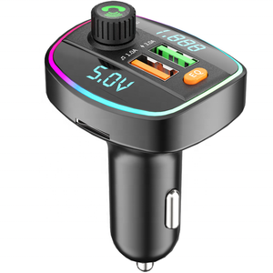 Émetteur FM à double écran Modulateur d'<span class=keywords><strong>autoradio</strong></span> <span class=keywords><strong>Bluetooth</strong></span> mains libres Lecteur MP3 avec 2 adaptateurs de charge rapide USB <span class=keywords><strong>pour</strong></span> voiture - Product Image 1