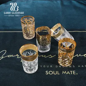 Marruecos diseño popular de té de café de vidrio 6oz beber vaso de vidrio francés taza de impresión de oro de agua taza de vidrio