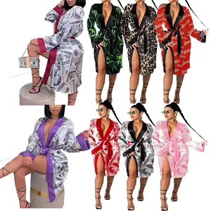 Robe longue en Satin avec personnage "Yes Daddy" pour femme, vêtement de créateur, qualité supérieure, nouvelle collection - Product Image 1