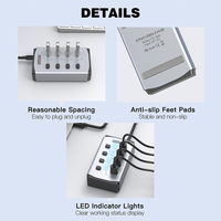 Sipolar FS-806 Hub USB-C 3.0 con 4 Puertos y Interruptores Independientes, Gabinete de Carga para Tablets