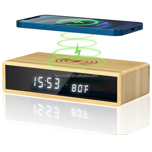 Wooden Digital Alarm <strong>Clock</strong> Wireless Charging <strong>Bedside</strong> with Three Alarms, Temperature Display, 3 Brightness Levels, - Product Image 1