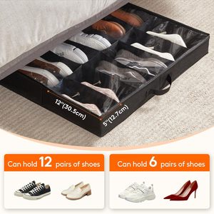 Organizador de Zapatos Plegable de <span class=keywords><strong>Tela</strong></span>, <span class=keywords><strong>Caja</strong></span> de Almacenamiento para Debajo de la Cama, Bolsas de Almacenamiento para Debajo de la Cama con Técnica de Costura - Product Image 3