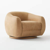 Chaise d'appoint lounge moderne Chaise pivotante en cuir Chaise ronde baril pour le salon