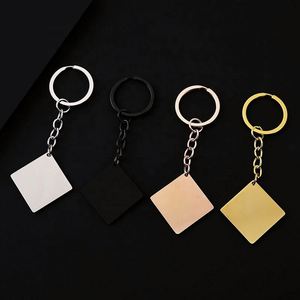 Personalized Customization <b>square</b> Shaped Laser Engraving logo Printing Photo Blank Material Metal Stainless Steel Keychain - Product Image 1
