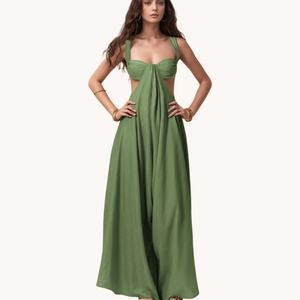 Vestidos para Niñas, Vestido Bohemio para Mujer con Escote Fruncido y Pierna Ancha, Atuendo de Verano para Vacaciones, Ropa de Playa, Tela Transpirable - Product Image 1