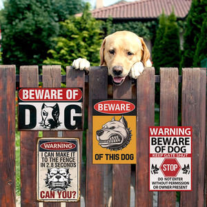गर्म बिक्री अनुकूलित चेतावनी धातु टिन संकेत रेट्रो विंटेज शैली मजेदार सजावट के लिए कुत्ते धातु पोस्टर से सावधान रहें - Product Image 6
