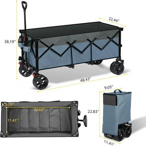 รถเข็นพับได้4ล้อความจุขนาดใหญ่พับได้สองชั้นรถเข็นกลางแจ้งรถเข็นช้อปปิ้ง - Product Image 2