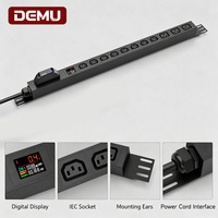 PDU rack 1.2U 11 ports mixtes C13 C19 30A avec disjoncteur Schneider et écran LCD couleur pour armoire serveur