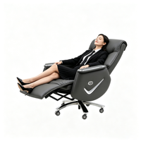 Chaise de bureau de direction à dossier haut avec repose-pieds, chaise de patron inclinable en cuir PU pour bureau de direction
