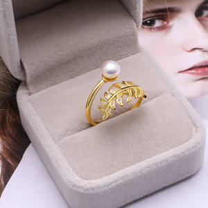 แหวนเงินแท้ S925 ปรับขนาดได้ แบบเปิด สำหรับผู้หญิง  อะไหล่เครื่องประดับ DIY สไตล์ขนนก  วัสดุทำเครื่องประดับ - Product Image 3