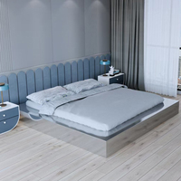 Lit double moderne en acier inoxydable 304, style italien minimaliste, diamètre 336 cm, base de lit plateforme argentée pour hôtel, chambre à coucher, appartement