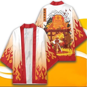 Démon Kamado Nezuko Kanroji Mitsuri Slayers <span class=keywords><strong>Yukata</strong></span> Manches Trois-quarts Vêtements Haori <span class=keywords><strong>Kimono</strong></span> Cape T-shirt Anime Chemises pour hommes - Product Image 5