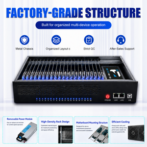 For 20 Port Phone Farm <b>Box</b> Integrated Chassis with Cooling Fan LAN Hub 128G <b>Memory</b> for TikTok YouTube Automation - Product Image 4