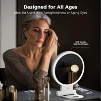 Modern Glass 1X/30X Lighted 360 Degree Foldable Double-Sided Magnifying Makeup Mirror 3-Color Lights Adjustable Brightness