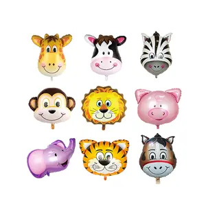 Commercio all'ingrosso di grande formato testa di animale elio palloncini leone mucca scimmia tigre stagnola palloncino di compleanno del bambino giocattoli decorazione