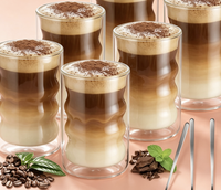 Mug à café en verre double paroi de 400 ml (13,5 oz) de bonne qualité, résistant à la chaleur et au froid, pour thé noir, latte, café