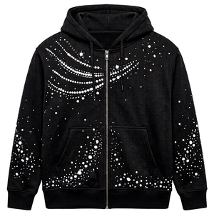 เสื้อฮู้ดดี้โอเวอร์ไซส์แบบซิปเต็มตัว พิมพ์ลายเพชร สำหรับฤดูหนาว ผ้าฝ้าย 100% สไตล์สตรีทแฟชั่น ฮิปฮอป แบบยูนิเซ็กซ์  รับสั่งทำ - Product Image 5
