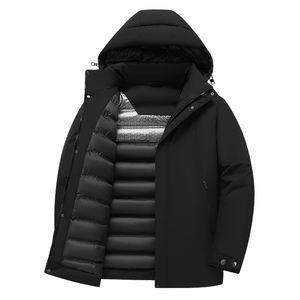 Veste d'hiver décontractée pour homme, imperméable, à capuche, coupe-vent, respirante et résistante à la pluie/à la poussière, longue, pour une protection contre le vent - Product Image 2