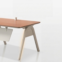 Ensemble de bureau de direction moderne, table de bureau de PDG de luxe légère avec armoire latérale, mobilier de bureau de direction