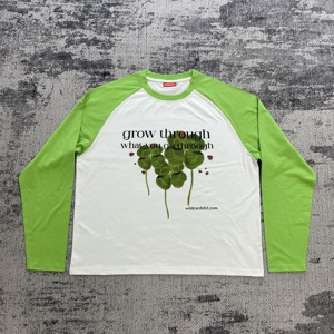 TS3871 Maglietta a Maniche Lunghe Raglan da Uomo, 100% Cotone Puro, Stampa Oversize, Magliette Basic per Uso Quotidiano - Product Image 2