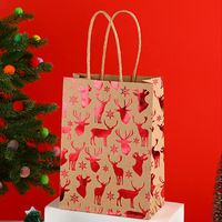 Sac cadeau de Noël en papier kraft écologique, recyclable, biodégradable, imprimé UV, motif flocon de neige, emballage artisanal