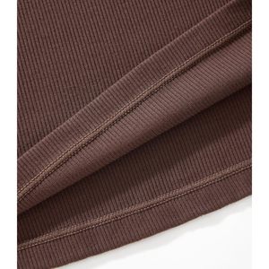 Top de Manga Larga Acanalado para Mujer, Top Básico Ajustado de Algodón con Cuello Redondo, Estilo Y2K - Product Image 5