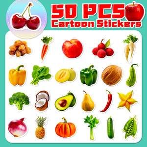 Pegatinas de Frutas y Verduras para Niños, Pegatinas Realistas para Aprender sobre Frutas y Vegetales, Juguete Educativo sobre la Naturaleza - Product Image 2
