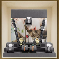 Accessoires de bracelet de montre incurvés en fibre super présentoir de bijoux de luxe en forme d'échelle trapézoïdale grise haut de gamme pour bracelet de montre
