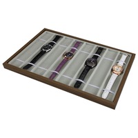 Plateau de présentation et d'organisation de montres en bois de noyer noir antique de haute qualité à 8 ou 10 compartiments