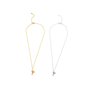 Collana con Ciondolo a Forma di Lettera T con Diamante, Gioiello Minimalista in Acciaio Inossidabile per Donne - Product Image 2