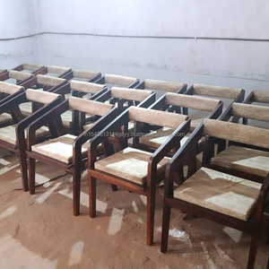 Silla de comedor de brazo alto de Sheesham sólido, PU cojín de cuero, muebles modernos para el hogar, oficina, sala de estar, apartamento para Bar en casa - Product Image 1