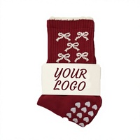 Chaussettes de yoga et de Pilates respirantes antidérapantes en Spandex/Polyester/Coton de haute qualité pour adultes - Tricotées pour l'entraînement en intérieur