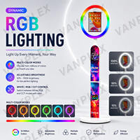 Cabina de Fotos con Espejo, Soporte Metálico Arqueado para iPad, Anillo de Luz RGB de 10.2-13 Pulgadas, Control Remoto para Alquiler en Bodas, Fiestas y Eventos