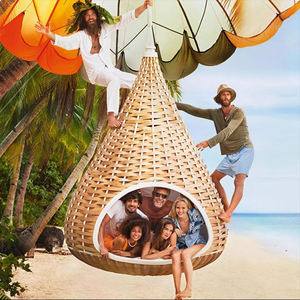 Chaise balançoire pour balcon de jardin <span class=keywords><strong>Panier</strong></span> à bascule imperméable pour la cour Ensemble de mobilier d'extérieur Hamac suspendu en aluminium PE <span class=keywords><strong>rotin</strong></span> - Product Image 2