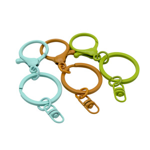 Accesorios de llavero de aleación de zinc de colores, juego de anillas planas y mosquetones de 30 mm con forma de ocho para proyectos de bricolaje - Product Image 3