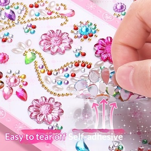 Autocollants en plastique pour enfants, autocollants en forme de gemmes, autocollants en cristal pour le visage, autocollants de dessins animés, autocollants de princesse pour filles, 3D, jouet pour le festival du 1er juin - Product Image 3