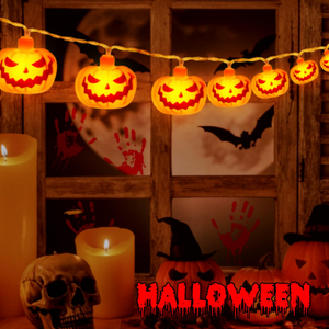 Guirlande lumineuse citrouille d'Halloween YN, alimentée par piles, étanche IP44, lumières LED orange féériques pour fête d'Halloween, patio, décoration intérieure - Product Image 3