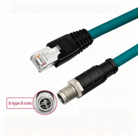 Câble Ethernet haute flexibilité pour caméra industrielle Cognex, M12 X Code 8 broches à RJ45 Cat-7e, à angle droit