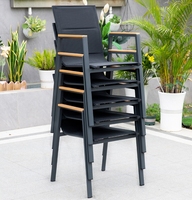 Chaises de salle à manger en tissu d'extérieur en aluminium de style populaire, chaises empilables pour une utilisation dans les jardins, les patios et les cours