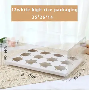 Bán buôn cajas Para cupcakes giấy trong suốt bánh container rõ ràng cupcake hộp cốc hộp bánh trong số lượng lớn hộp bánh rán 12 lỗ