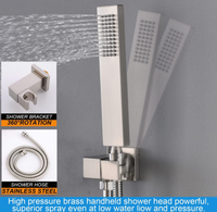 Système de douche thermostatique à effet pluie en nickel brossé, monté au plafond, avec jets latéraux et douchette à main, pour usage hôtelier