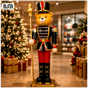 Escultura de Osito Cascanueces de Resina FRP Personalizada BSA, Estatua de <span class=keywords><strong>Soldado</strong></span> Oso de Tamaño Real Grande para Exhibición Navideña en Supermercados - Product Image 1