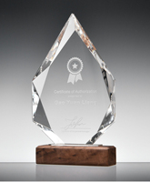 Trophée en cristal personnalisé ADL, prix en verre avec base en bois, 10e anniversaire, logo personnalisé, thème amour, modèle parfait pour un cadeau