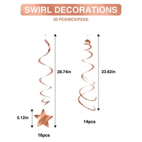 EASTTERN 30 Pièces Décorations de Plafond en Aluminium Effet Spirale Étoile Or Rose 58cm/72cm Style Moderne Couleur Personnalisable Mariage/Anniversaire/Fête