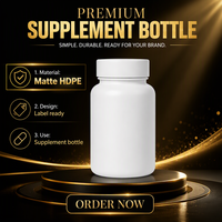 Conteneur vide en HDPE mat pour compléments alimentaires, pilules, capsules, comprimés, emballage, flacon de vitamines