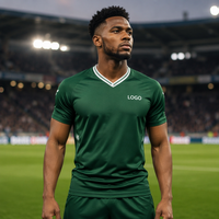 Set Jersey Sepak Bola V-Neck Custom 100% Polyester Cepat Kering OEM Kaos Sepak Bola Grosir Seragam Tim