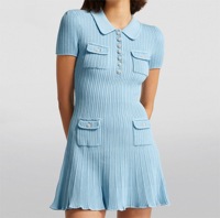 Fabricant de tricots OEM ODM, vêtements en tricot personnalisables, élégance vintage, robe mini ornée de paillettes et de cristaux, pull pour femmes