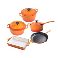Olla Holandesa de Esmalte de Alta Calidad, Ollas y Sartenes Naranjas, Utensilios de Cocina de Hierro Fundido
