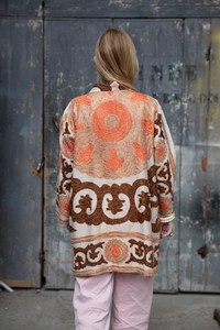 Veste d'hiver et d'automne pour femme, style vintage, brodée à la main, matelassée, écologique, élégante, couvre-plage, finition boutonnée Banjara - Product Image 2